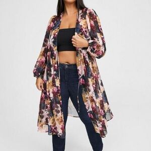 Tie Front Maxi Kimono